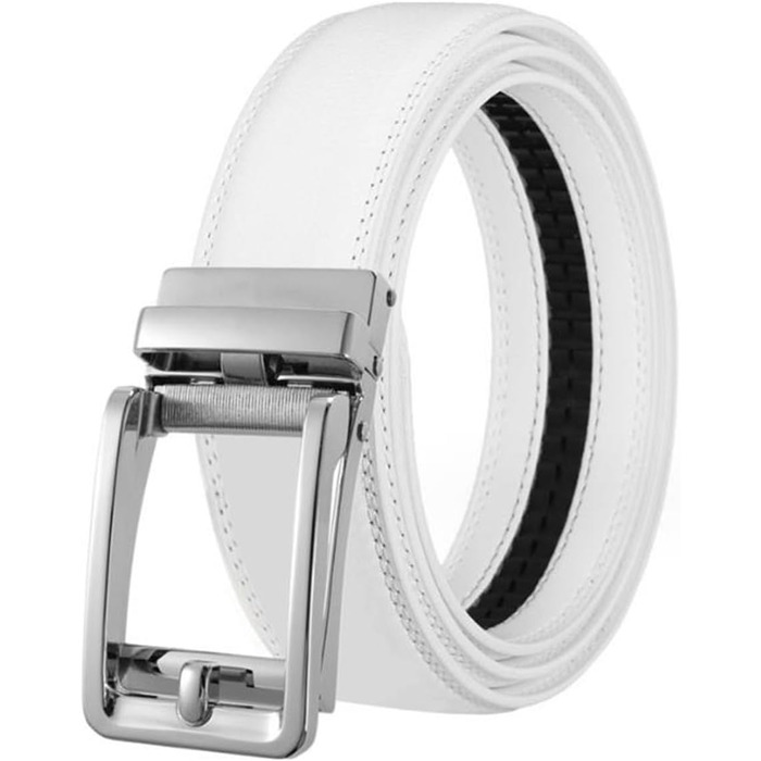 Чоловічий шкіряний ремінь на автоматичній застібці з металевою пряжкою. Ширина 3.5 см, довжина 130 см, багатокольоровий. Підходить для бізнесу.