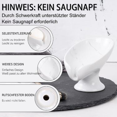 Керамічна мильниця Umlaca, мильниця для душу, підставка для мила, самозливна, листяна форма, вінтаж, для кухні, ванної кімнати, душа, білий мармур, сірий мармур