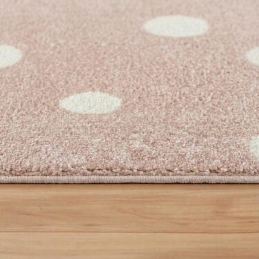 Дитячий килим Kinderteppich DOTS бежево-рожевий 80x150 см, Öko-Tex, для дівчаток, в дитячу кімнату