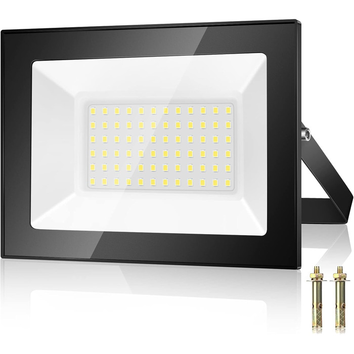 100W LED Floodlight Outdoor, LED Spotlight, Super Bright 10000LM LED Floodlight Outdoor, 7000K Cool White IP67 Waterproof Outdoor Spotlight, for Backyard, Driveway, Garage, Hallway, Garden (50W-1 PACK)