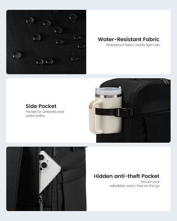 Рюкзак для подорожей LOVEVOOK, 17.3 дюйми, для ноутбука, чоловічий/жіночий, чорний