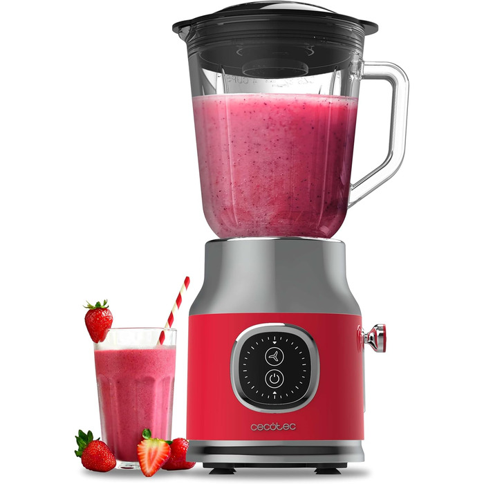 Cecotec Standmixer RetroTwist Red: 800W, Pulse, 1L, Титанове покриття, Червоний, Vintage-дизайн