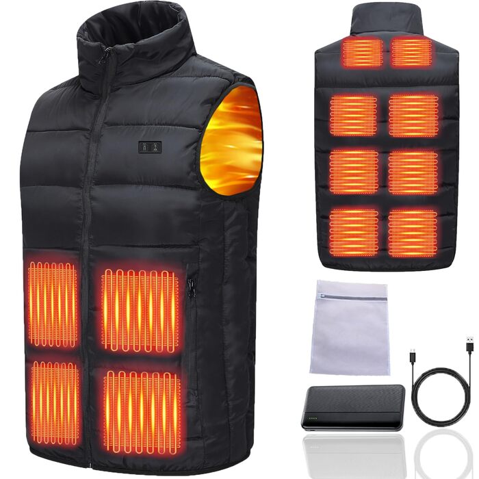 Тепла жилетка з підігрівом для чоловіків та жінок з Powerbank, 12 зон нагріву, 3 температурні режими, 20000mAh, 3XL
