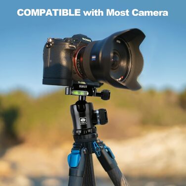 Штатив SIRUI AM124 з кульковою головкою AM01, карбоновий, для камери, легкий, туристичний, водонепроникний, 159 см, навантаження 12 кг