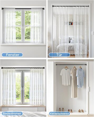 Телескопічна штанга для карнизи/душової завіси, чорна, 79-195 см. Кріплення без свердління. Телескопічна штанга для карнизи/душової завіси.