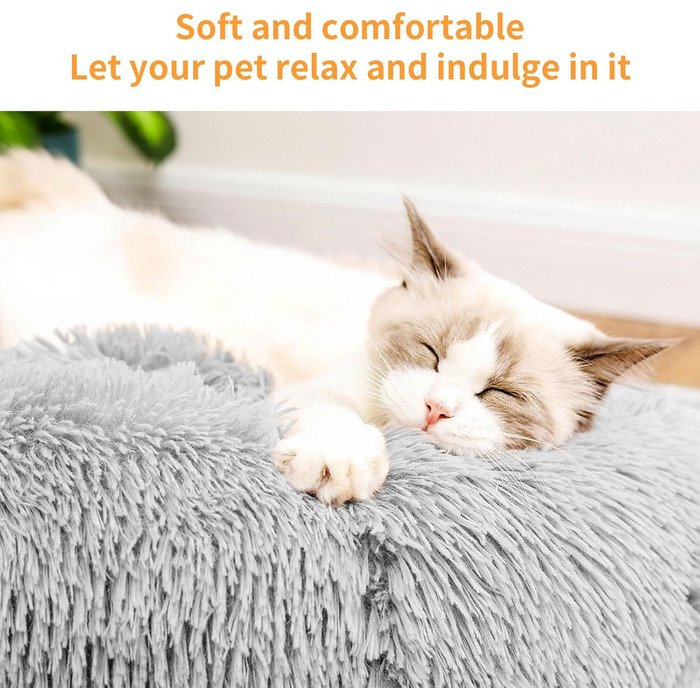 Килимок для котів та собак 50/60 см, м'який, плюшевий, круглий, антиковзаючий, легко миється