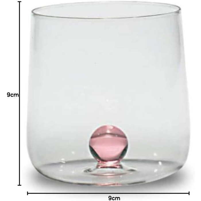 Zafferano Bilia Tumbler Set - 6 Water Glasses, transparent with a sphere in 6 different colors