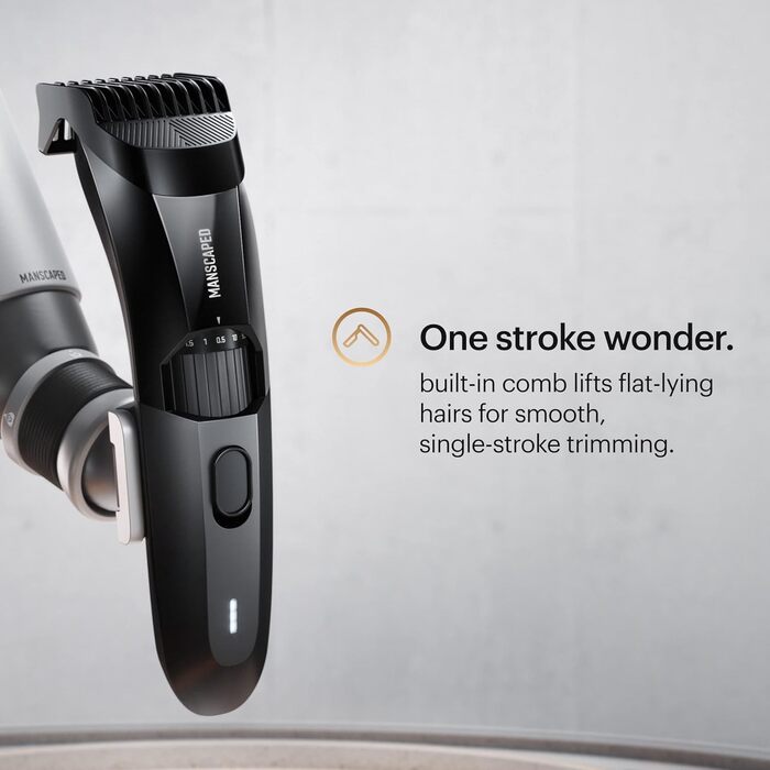The Beard Hedger® by MANSCAPED®, beard trimmer/beard shaver, 20 length settings, stainless steel T-blade for precise trimming, 60 minutes of cordless runtime, waterproof
