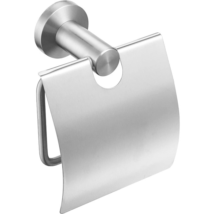 CASEWIND Toilet Paper Holder with Cover, Brushed Tissue Paper Holder, Drawn Stainless Steel Bathroom Toilet Roll Holder Wall Mount Silver
