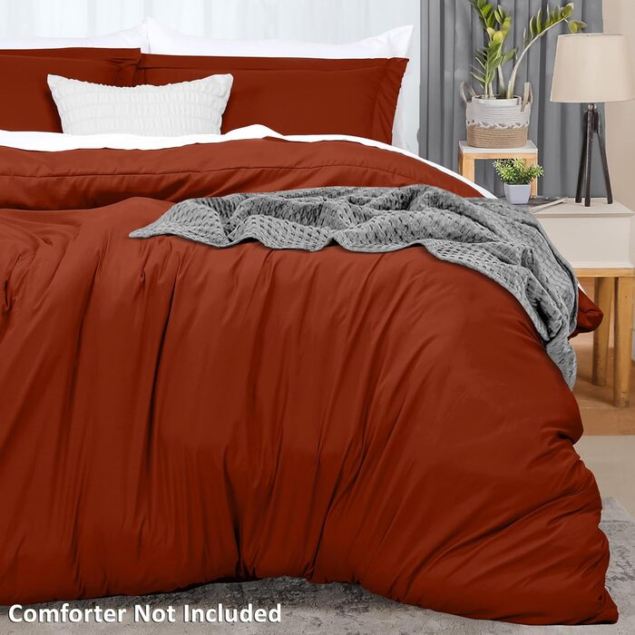 Комплект постільної білизни Utopia Bedding: простирадло на ліжко + 2 наволочки, 3 шт., розмір Queen, оранжевий/червоний, з візерунком 'Сонячний зигзаг'