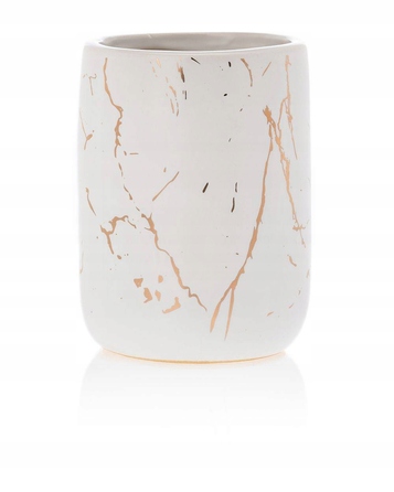 Набір аксесуарів для ванної кімнати (3 предмети), біло-золотий, стиль гламур