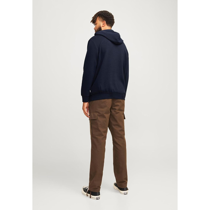 Чоловічий теплий худі з принтом JACK & JONES JJEOGO Basic — темно-синій, розмір 8XL