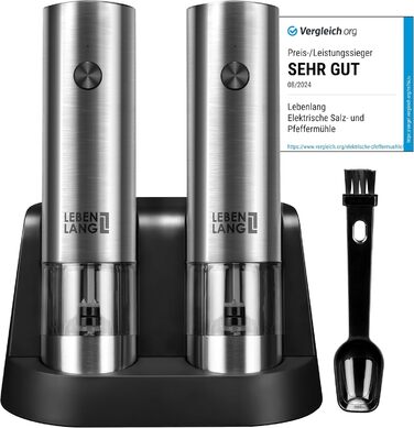 Electric Salt and Pepper Grinder - Rechargeable & Many Accessories | Battery Set | Pepper Dispenser Pepper and Salt Grinder for Coarse Salt
