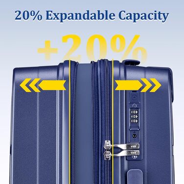 Набір валіз Joyway 4 шт. з жорстким корпусом та TSA-замком, розширюваний, чорний (блакитний)
