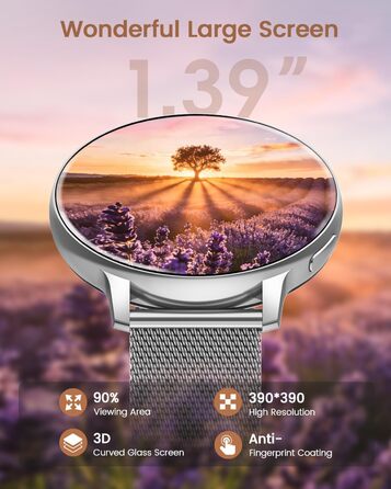 Смарт-годинник жіночий Silver з функцією дзвінків, 1.39