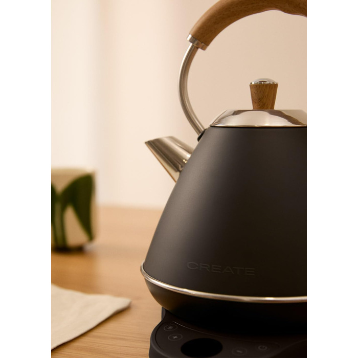 Електричний чайник RETRO PRO з регулюванням температури, 1 л, автоматичне відключення, швидке кип'ятіння, чорний