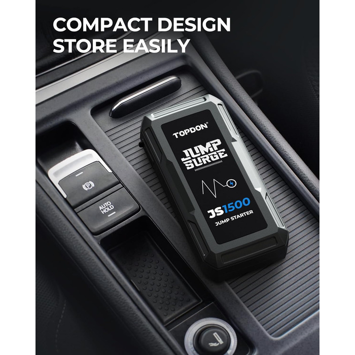 TOPDON JS3000 Powerbank для запуску двигуна: автостартер, бустер для акумулятора до 9л бензину та 7л дизеля, 24000mAh (1500A), LED, EVA-сумка