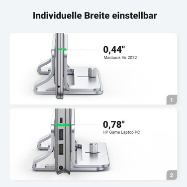Підставка для ноутбука UGREEN вертикальна, алюміній, 3 слоти, для MacBook Pro/Air, iPad, Huawei, Surface, Dell, HP - срібна