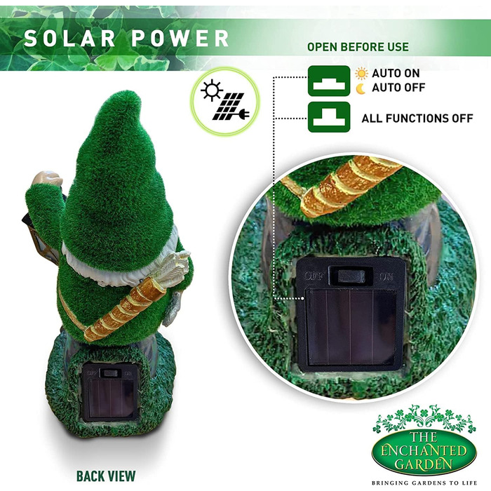The ENCHANTED GARDEN Gartenzwerg Ranger garden figurines & garden statues garden decor for outdoors Solar Light funny gnomes for outdoors