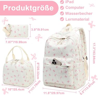 Шкільний рюкзак LEDAOU для хлопчиків та дівчаток-підлітків, білий з ромашками, чорний, рюкзак з рожевими метеликами