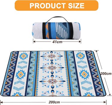 EXTSUD Piknik Decke Outdoor 200x200cm - Водостійкий плед для пікніка та кемпінгу з ручкою