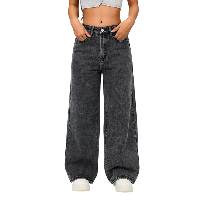 Джинси жіночі Damen Vintage Baggy чорні, широкі, прямі, стиль 90-х Y2K, streetwear, розмір S