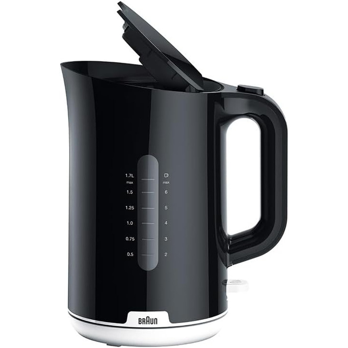 Електричний чайник Braun Household Breakfast1 Collection WK1100BK, 1.7 л, 2200 Вт, з фільтром від накипу, чорний