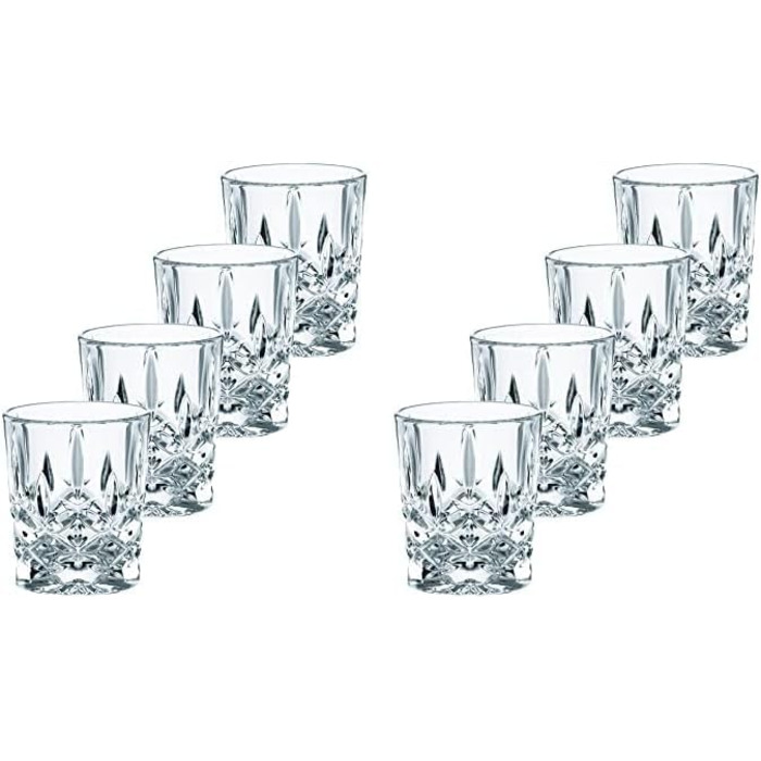Nachtmann, 4-Piece Shot Glass Set, Stamper/Shot Glass, Crystal Glass, 55 ml, Noblesse, 100694, Crystal Clear (Pack of 2)