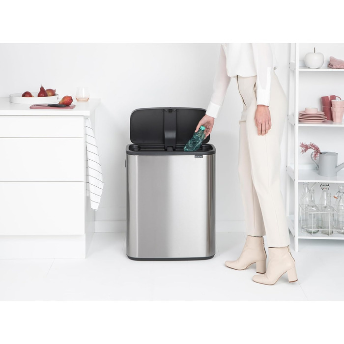 Відро для сміття Brabantia біле, 60 літрів, нержавіюча сталь з покриттям проти відбитків пальців