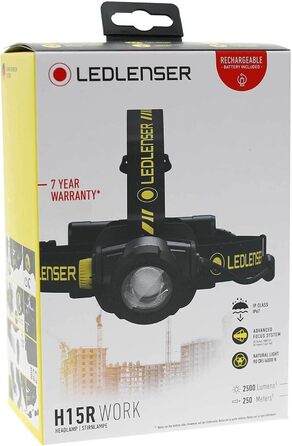 Налобний ліхтар Ledlenser H15R Work, 2500 люмен, IP67, акумуляторний, LED, з фокусуванням, магнітна зарядка, для каски, високий CRI