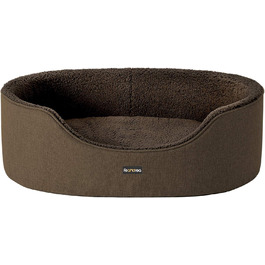 Feandrea Dog Bed, Dog Basket, Reversible Cushion, 73 x 60 x 27 cm, PGW031K01 (Brown, L 92 x W 72 x H 28 cm)