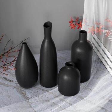 Ceramic Vase Set for Pampas Grass - 2pcs White (Large & Medium) - Modern Donut Style Matte Finish Decor for Home, Table, Shelf, Wedding & Party