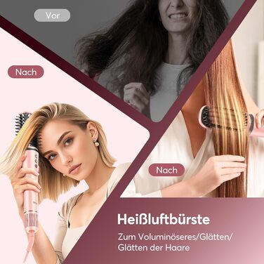 Airstyler 5-в-1: Фен-щітка, стайлер для локонів, випрямляч, сушарка, з чохлом, рожевий