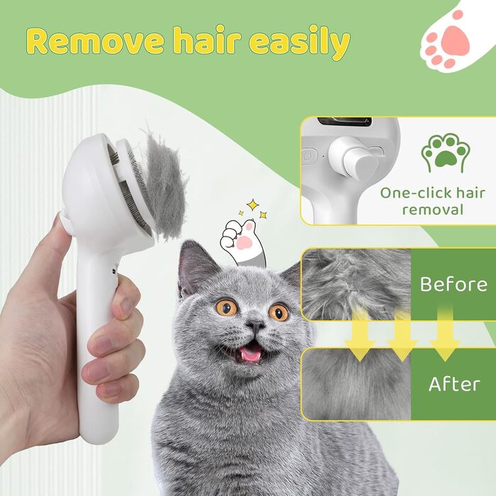 Щітка для котів та собак з парою, професійна для догляду за шерстю, біла