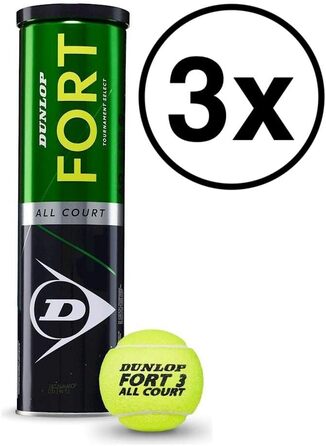 Dunlop Fort All Court Tennis Balls - 3 Cans of 4 Balls