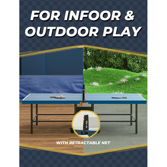 Набір для пінг-понгу Glymnis: портативний, з мережею, ракетками та м'ячами (3 зірки)