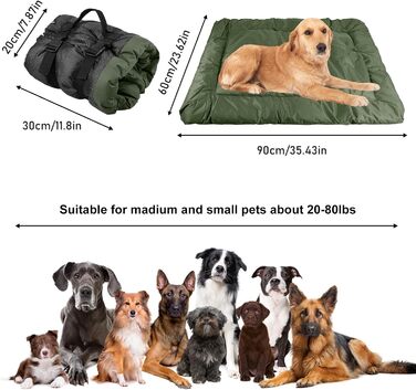 Водонепроникний килимок для собак GBKDQQ 90 x 60 см, для подорожей, миється, для собак та котів, портативний, для дому та на вулицю, кемпінг (зелений)