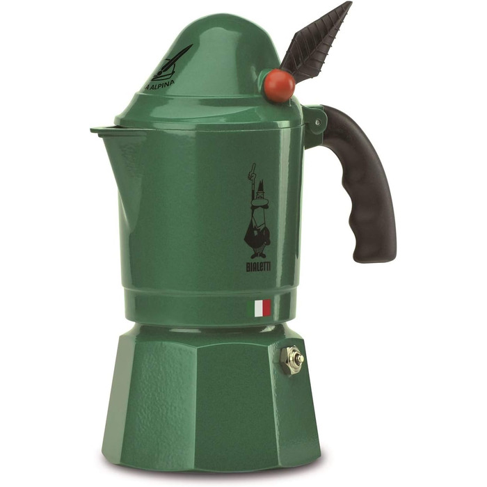 Кавоварка Bialetti Express Alpina: мідна мока-кава для 3 чашок (130 мл), зелений Single