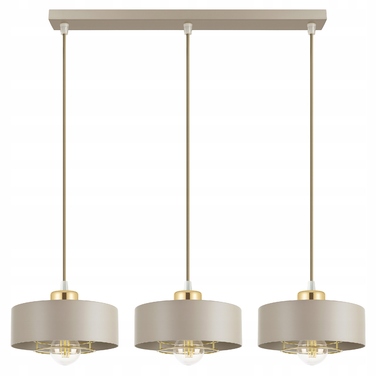 Підвісна лампа LEDLUX бежева, металева, 3xE27 із золотистими деталями