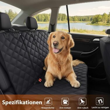 Alfheim Car Seat Cover for Dogs - Waterproof & Scratch-Resistant Back Seat Protector, Non-Slip, Durable, Washable, Universal Fit for Most Cars - Black