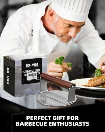 Пресс для бургера з нержавіючої сталі з дерев'яною ручкою, 15.24 см - Burger Smasher для смаження м'яса, стейків, бекону, подарунок