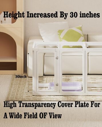 Льотний загін для цуценят у приміщенні: стабільний прозорий акрил, 10 панелей, 76,2 см, легка збірка, універсальний для собак, котів, кроликів