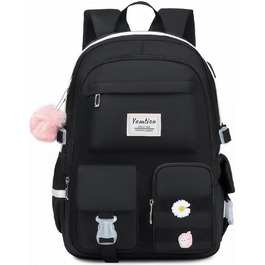 Шкільний рюкзак YAMTION для підлітків, 15.6 дюймів, чорний. Підходить для школярів, студентів середньої та вищої школи.
