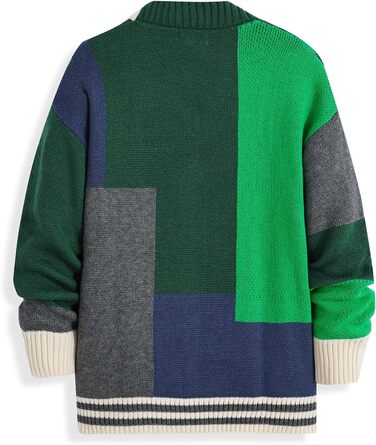 Чоловічий в'язаний кардиган Gurunvani з довгими рукавами та ґудзиками (M, Ks06green)