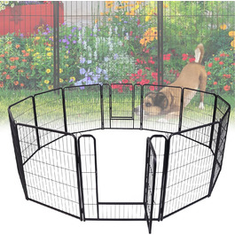 Кія для собак, вольєр для цуценят 65x80 см, чорний металевий, для собак, котів, кроликів (12-ти елементний)
