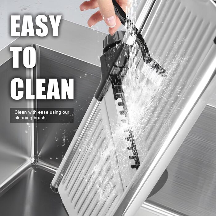 Набір для нарізання овочів з 4 лезами та захисними рукавичками - Mandoline з нержавіючої сталі для картоплі, салату, хот-поту, антиковзкий овочевий слайсер, Keto (з щіткою та ганчіркою).