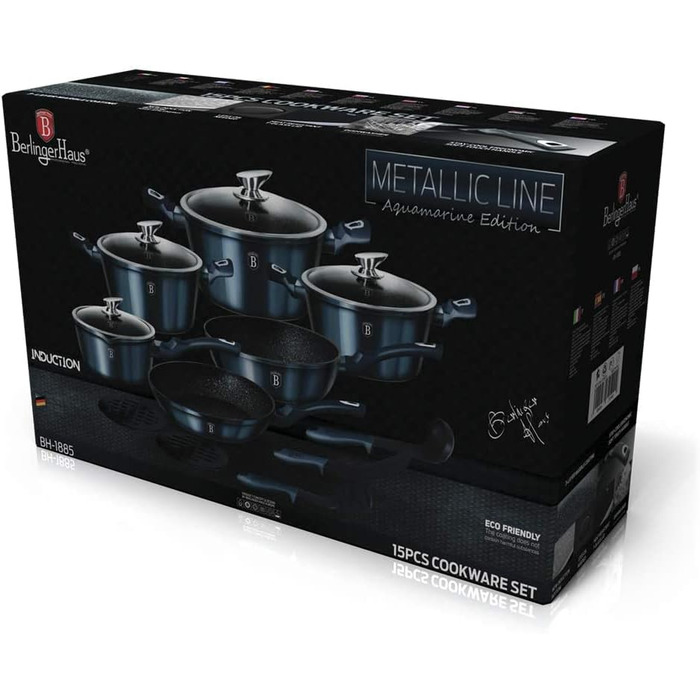 Набір посуду Berlinger Haus 15 предметів, металік, рожеве золото (Aquamarin)