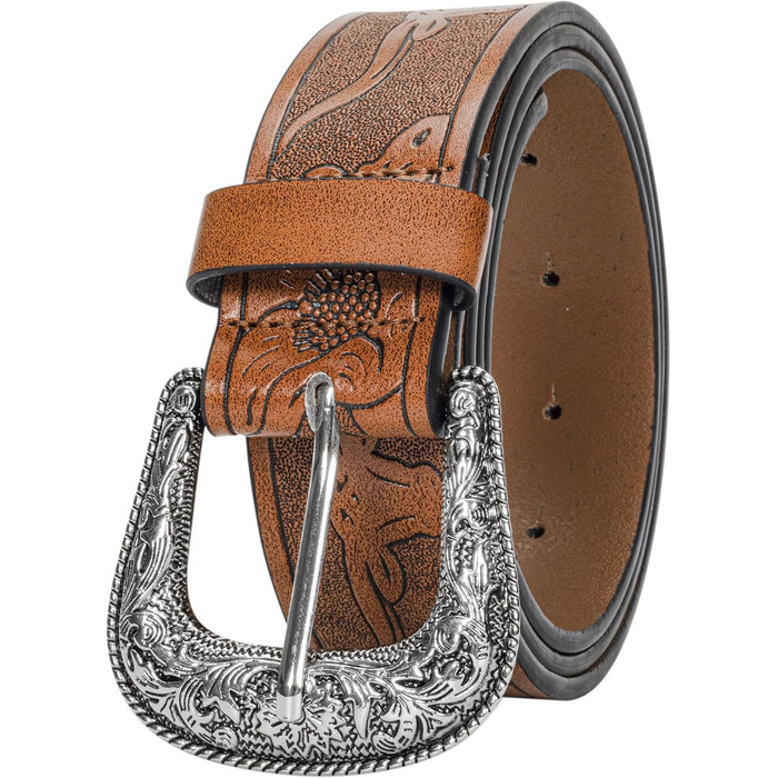 Жіночий/Чоловічий Ремінь Cowboy з Регульованою Пряжкою в Стилі Західного Дикого Заходу - для Джинсів, Штанів, Суконь. Розмір 30-39 (107 см)