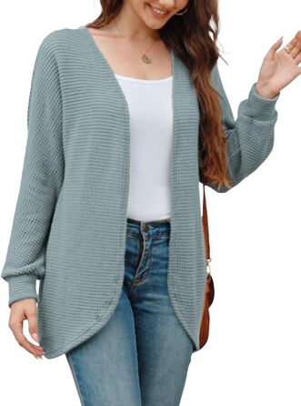 Жіноча в'язана жилетка на осінь Cardigan з V-подібним вирізом, стильна та елегантна (Сіро-блакитний, M)