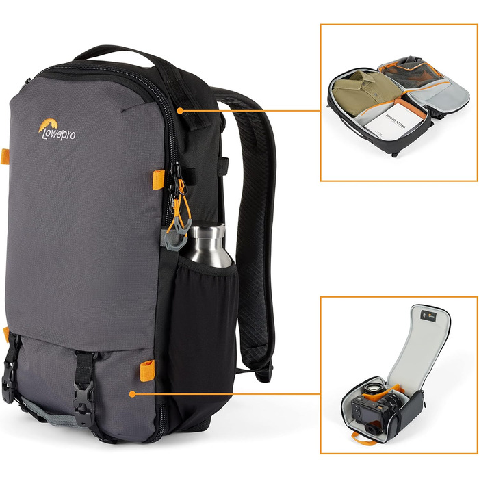 Рюкзак для камери Lowepro Trekker Lite BP 250, сірий, з винімним вкладишем, для беззеркальних камер Sony Alpha 7, з системою кріплення аксесуарів